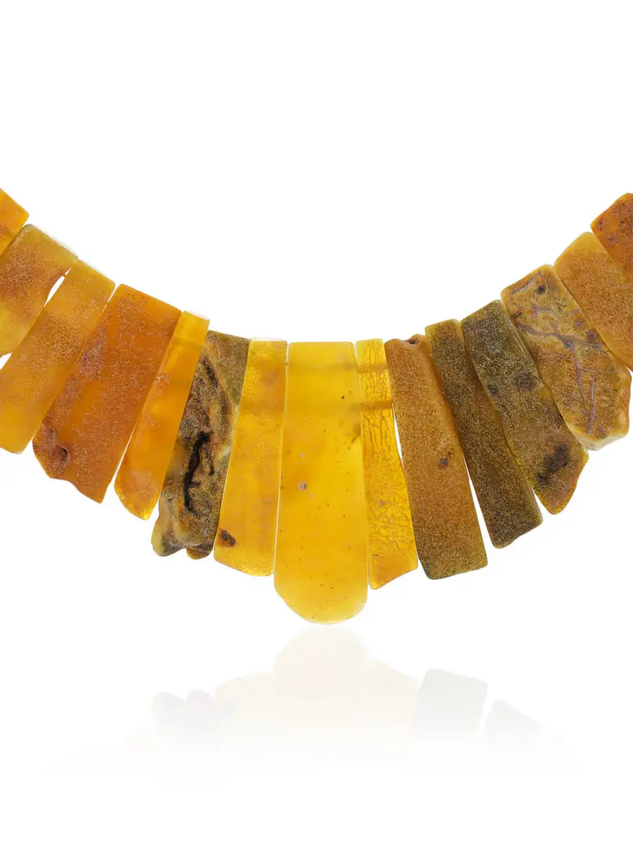 картинка Плоское колье «Помпеи» из натурального медового янтаря с природной корочкой в онлайн магазине