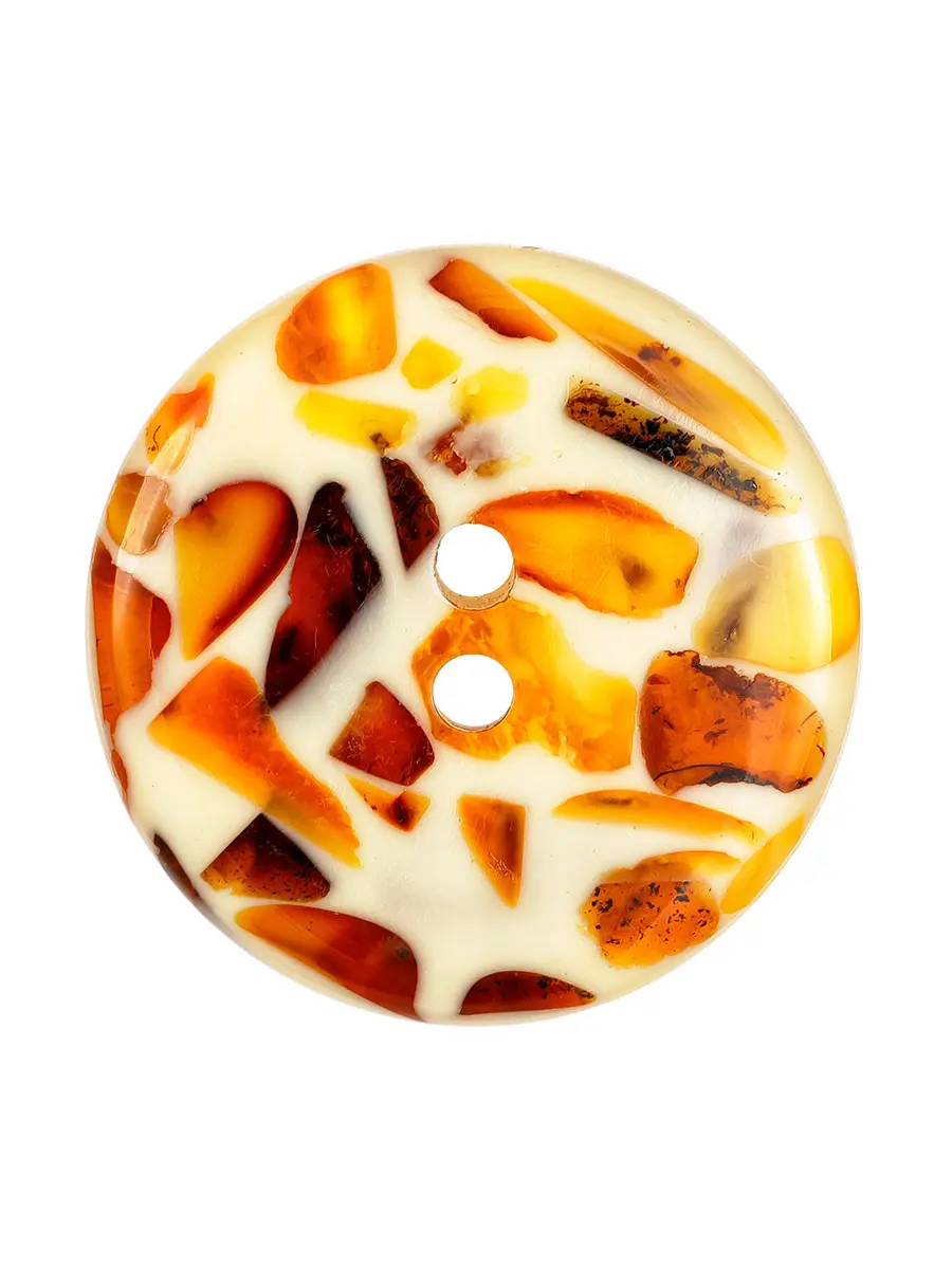 картинка Декоративная пуговица из натурального янтаря «Далматин» в онлайн магазине