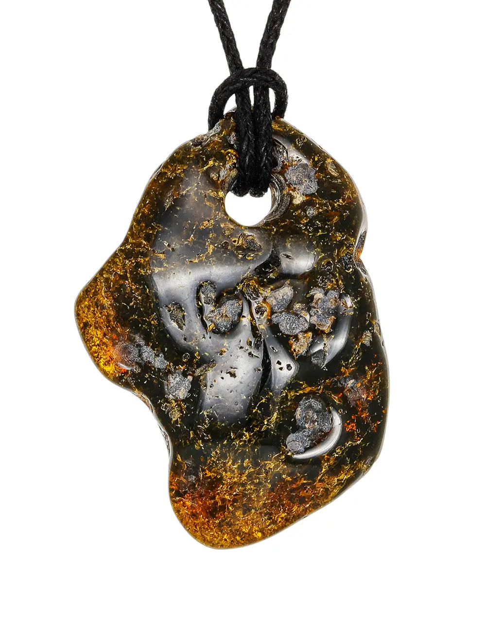 картинка Уникальный кулон из натурального цельного чёрного янтаря в онлайн магазине