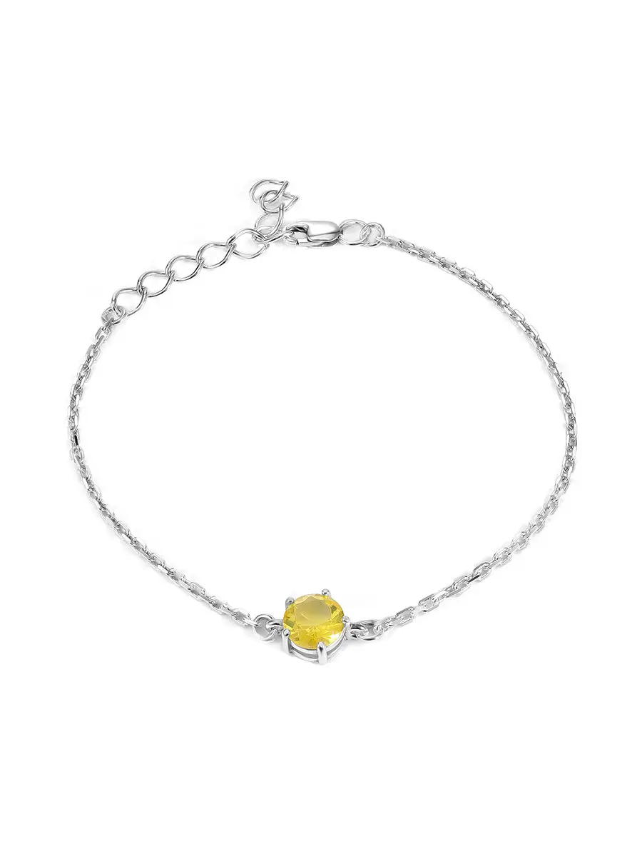 картинка Нежный браслет «Баккара» с гранёным лимонным янтарём в онлайн магазине