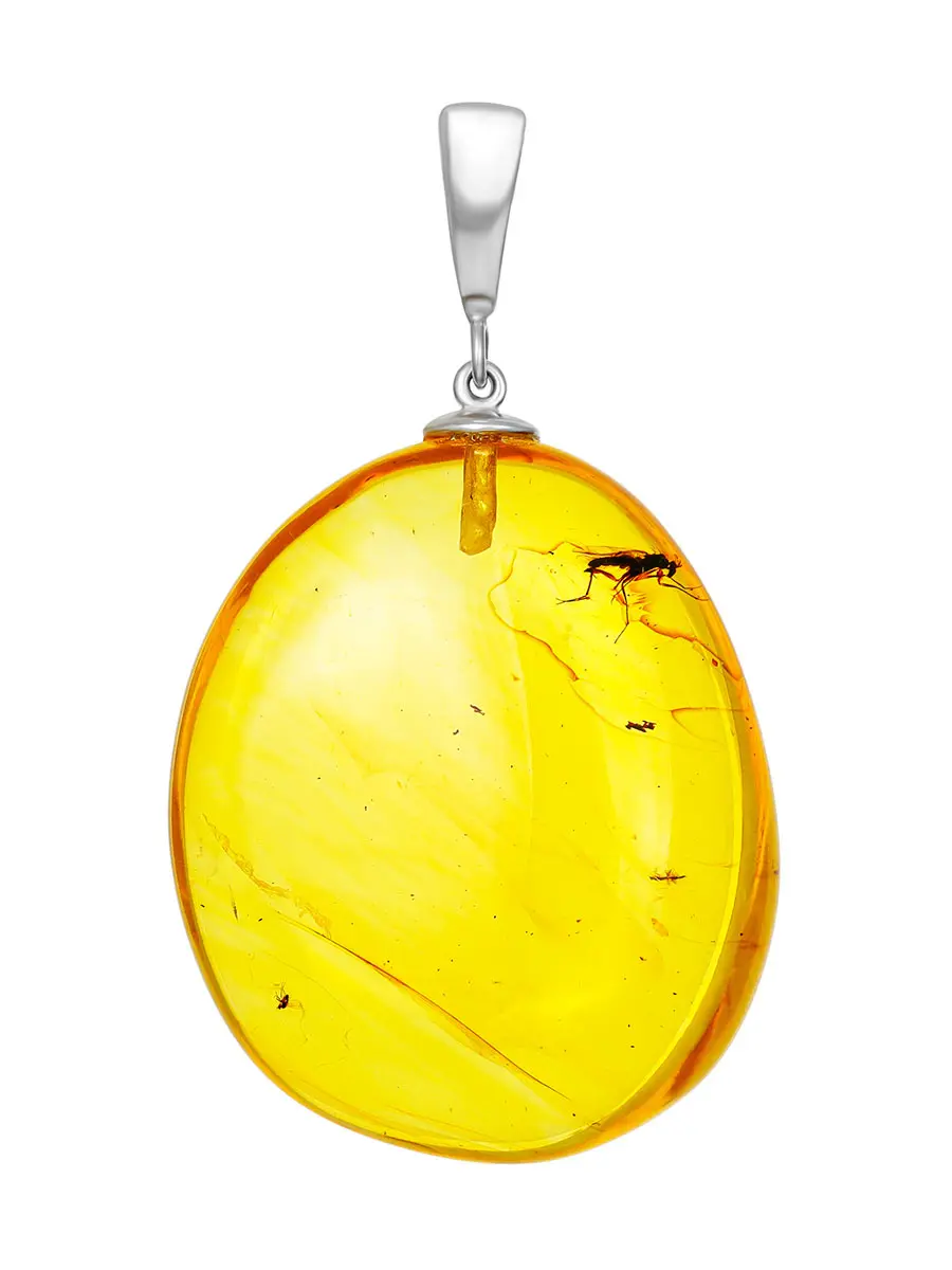 картинка Подвеска из прозрачного лимонного янтаря с включением насекомого в онлайн магазине