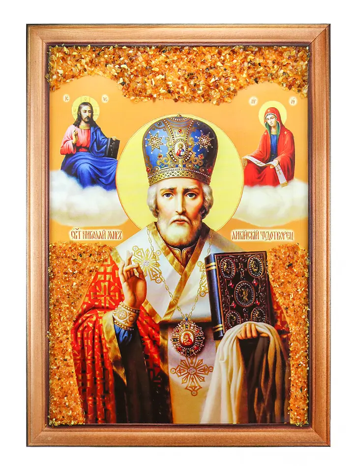 картинка Янтарная икона Святого Николая Мирликийского Чудотворца в онлайн магазине