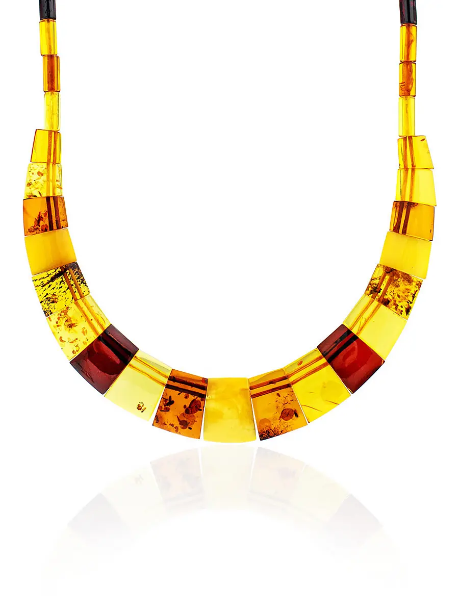 картинка Колье из натурального янтаря натуральных оттенков «Египет» в онлайн магазине