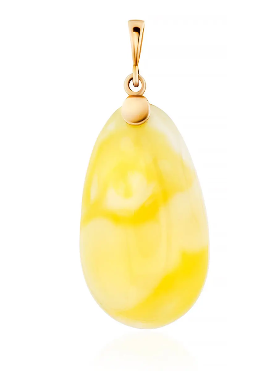 картинка Кулон-капля из золота и натурального текстурного янтаря в онлайн магазине