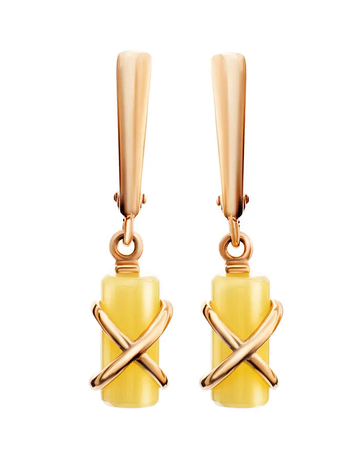 картинка Стильные серьги из золота и медового янтаря «Скандинавия» в онлайн магазине