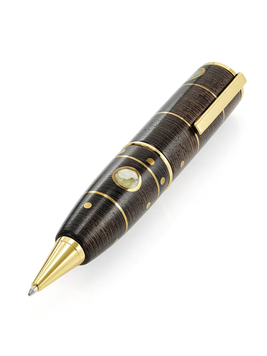 картинка Необычная сувенирная ручка «Ракета» из древесины венге и янтаря в онлайн магазине