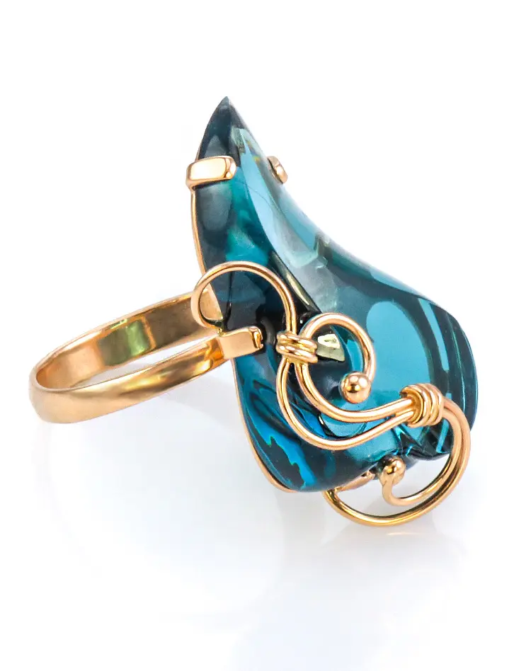 картинка Яркое нарядное кольцо из золота, украшенное топазом Лондон «Серенада» в онлайн магазине