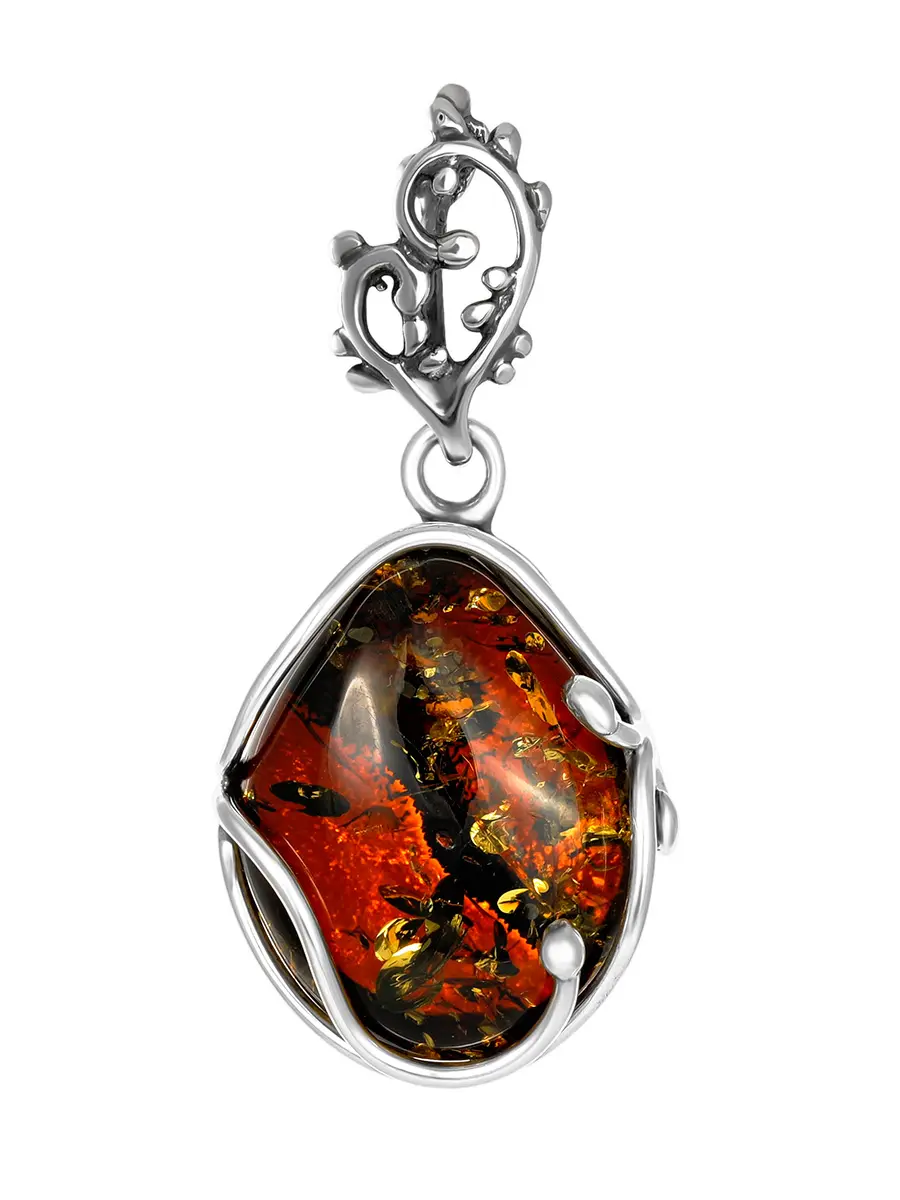 картинка Подвеска из натурального искрящегося янтаря в серебре «Риальто» в онлайн магазине