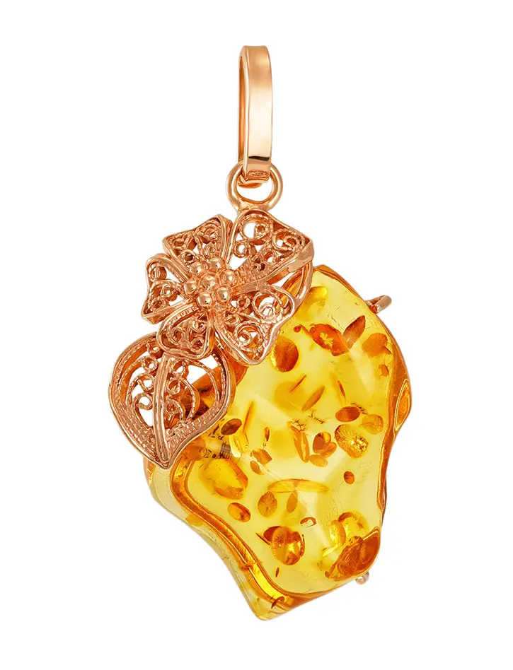 картинка Яркий позолоченный с янтарём лимонного цвета «Филигрань» в онлайн магазине
