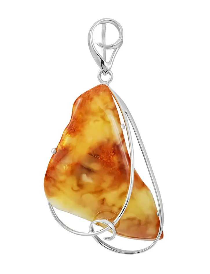 картинка Красивый кулон из цельного медового янтаря в серебре «Риальто» в онлайн магазине