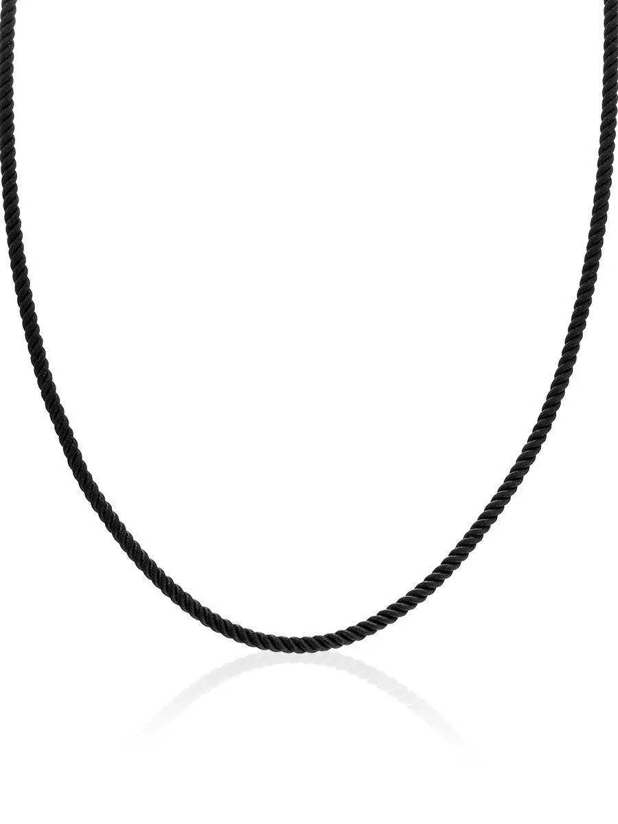 картинка Черный текстильный шнурок с серебряным замочком в онлайн магазине