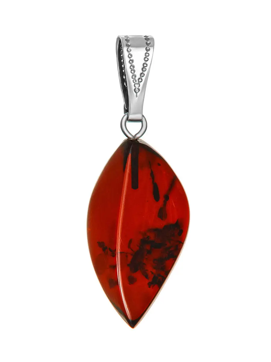 картинка Подвеска удлинённой формы из натурального балтийского янтаря вишнёвого цвета в онлайн магазине