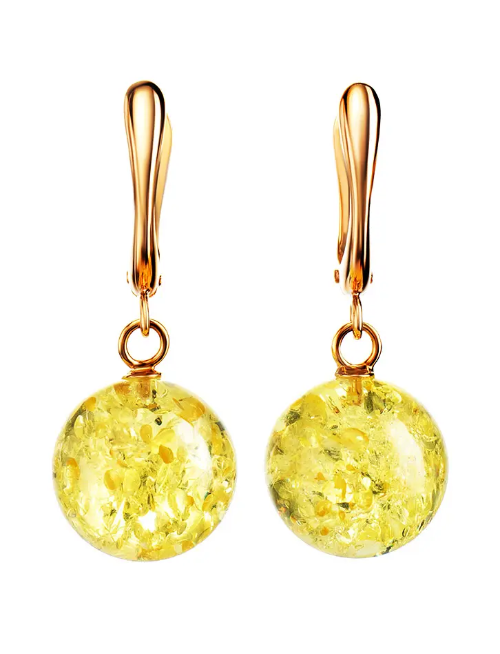 картинка Серьги из золота и цельного лимонного с искрящейся текстурой «Юпитер» в онлайн магазине
