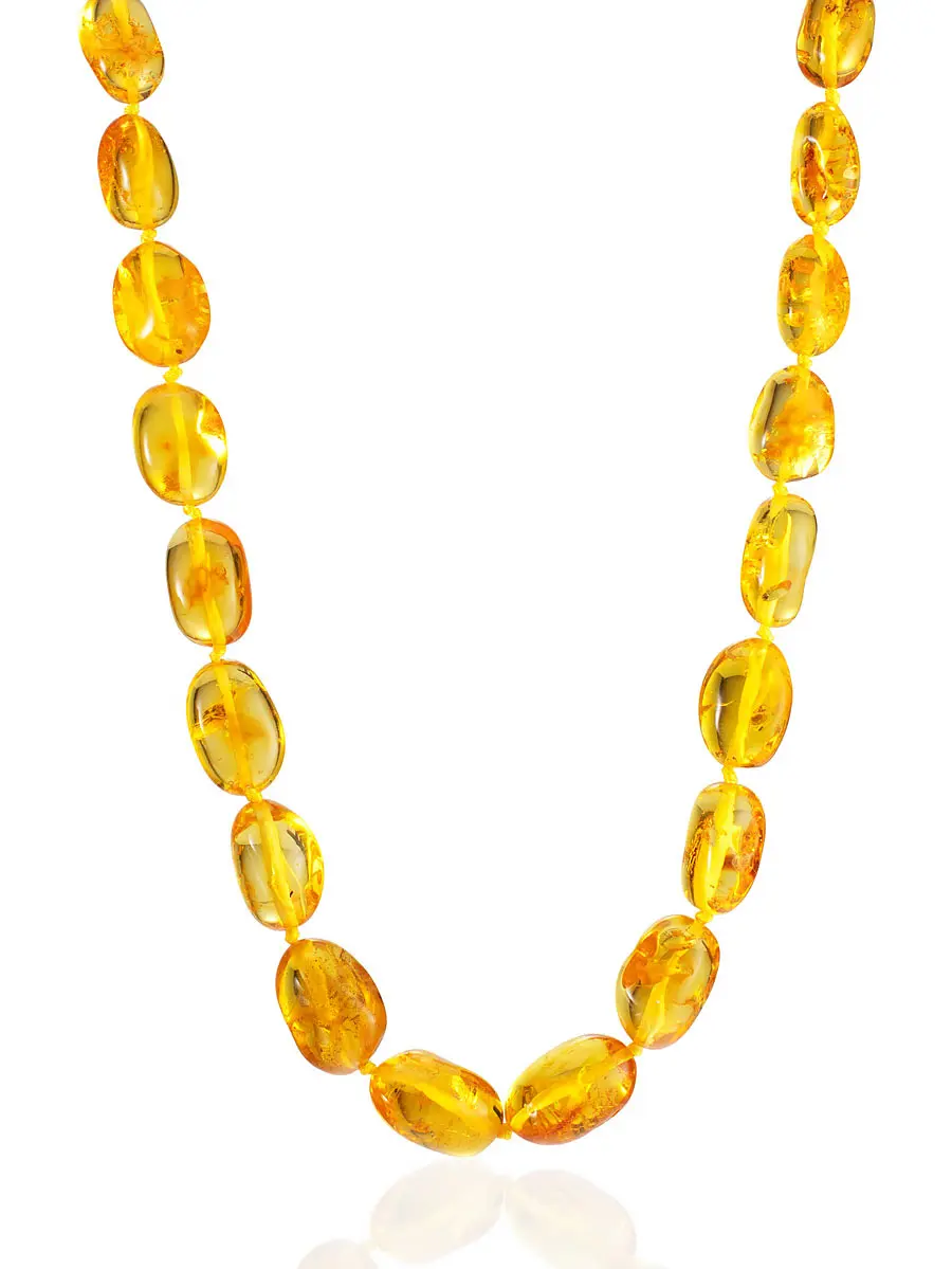 картинка Яркие бусы из натурального лимонного янтаря «Оливка сияющая» в онлайн магазине