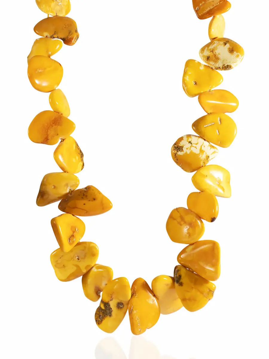 картинка Бусы из натурального живописного янтаря «Облепиха крупная» в онлайн магазине