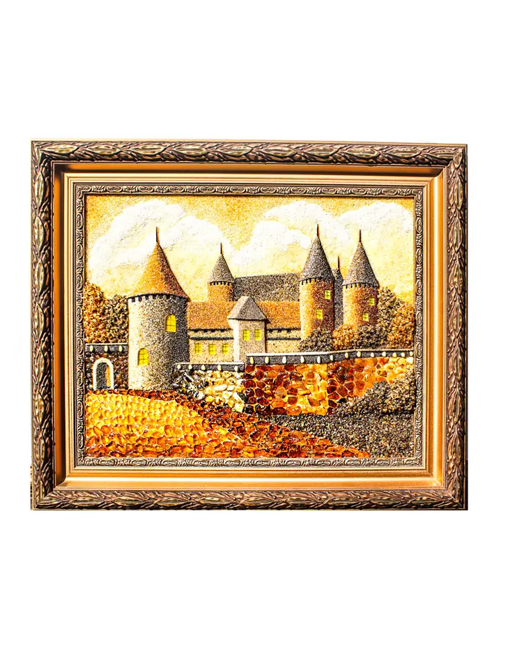 картинка Горизонтальное панно из натурального янтаря «Замок» в онлайн магазине