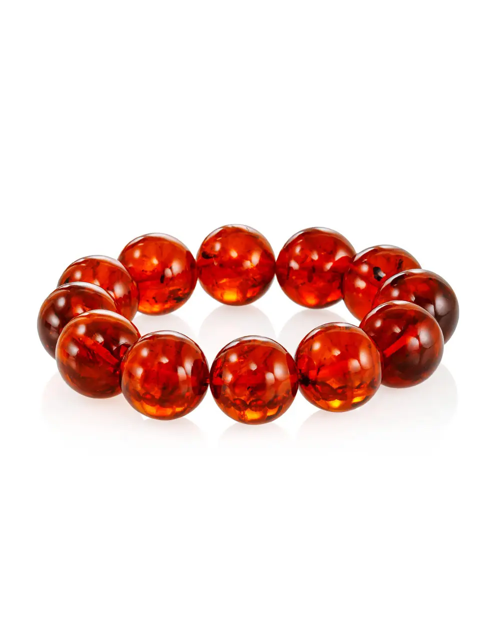 картинка Объёмный браслет из натурального формованного янтаря вишнёвого цвета в онлайн магазине