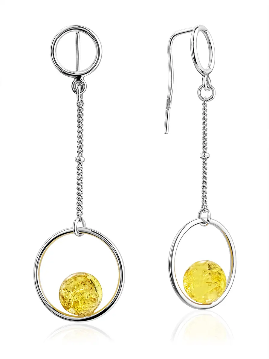 картинка Изящные серьги с искрящимся янтарём лимонного цвета Palazzo в онлайн магазине