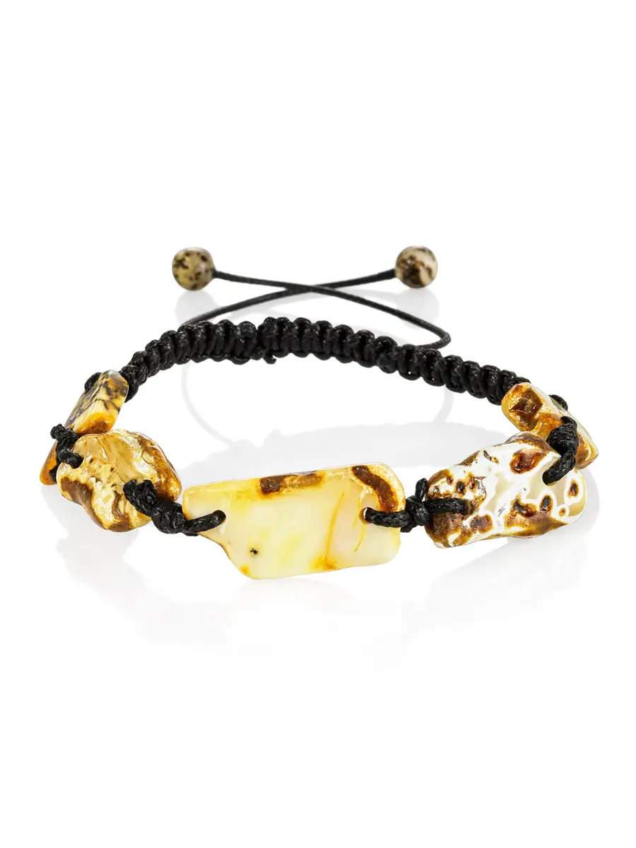 картинка Браслет «Тринидад» с натуральным янтарём с природной текстурой в онлайн магазине