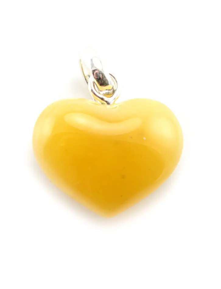 картинка Подвеска-сердце из натурального янтаря медового цвета в онлайн магазине