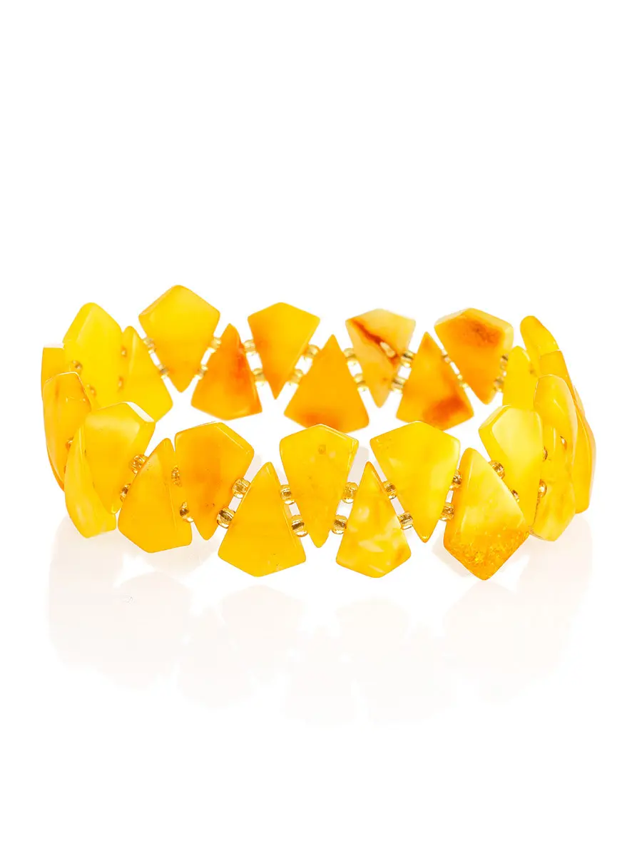 картинка Браслет из натурального балтийского янтаря медового цвета «Треугольник состаренный» в онлайн магазине