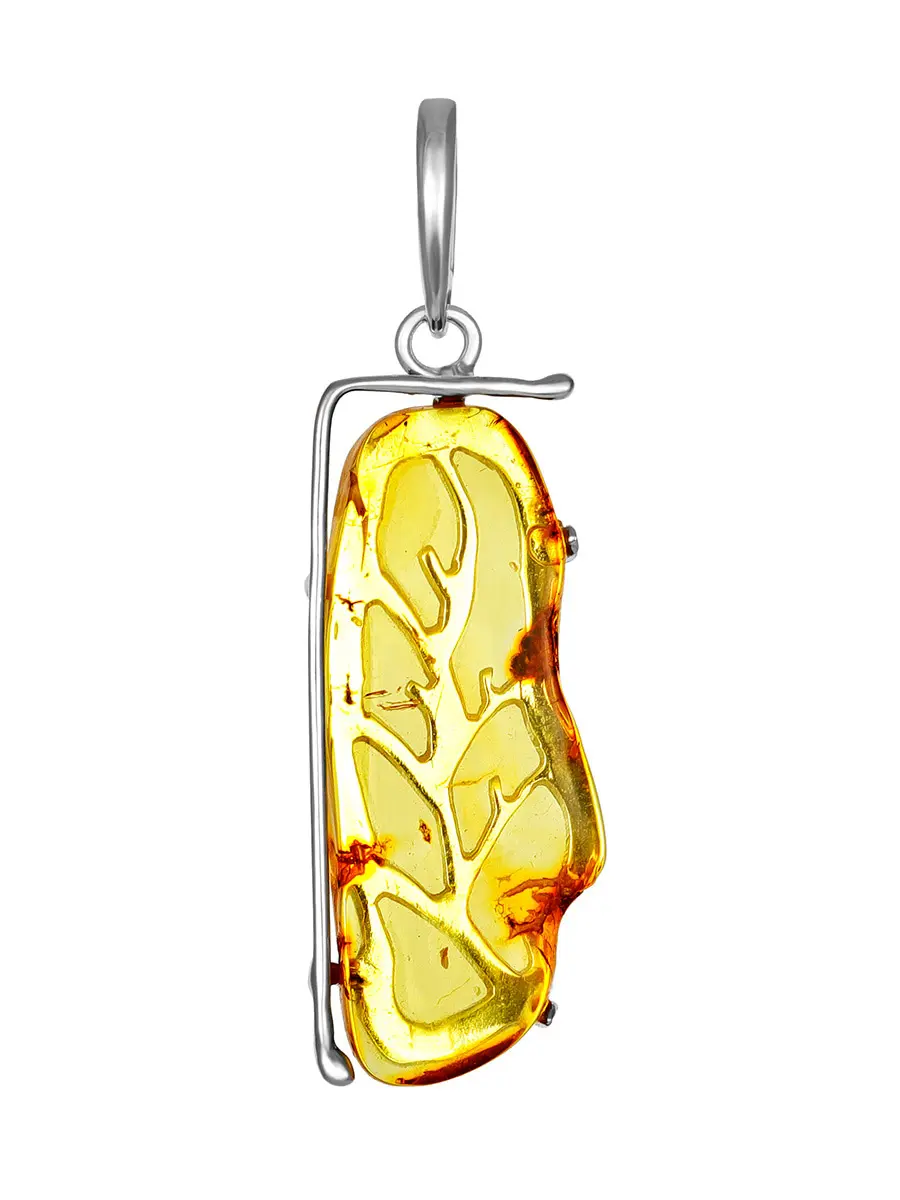картинка Подвеска из натурального лимонного прозрачного янтаря в серебре в онлайн магазине