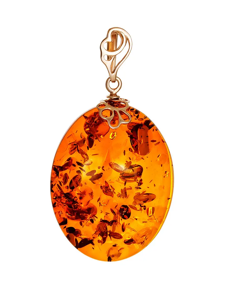 картинка Подвеска из натурального искрящегося янтаря в золоте в онлайн магазине