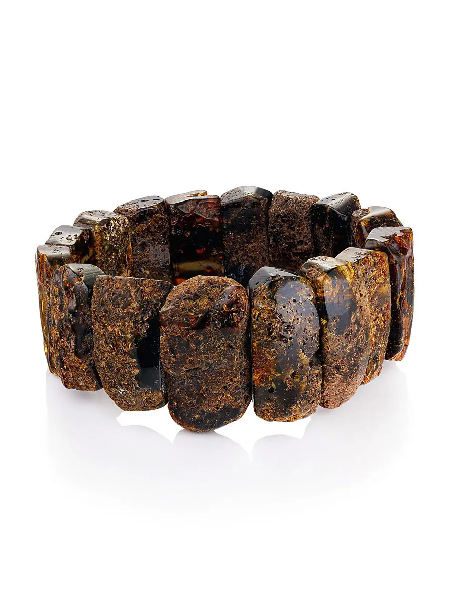 картинка Плоский браслет с лечебным эффектом из тёмного янтаря «Помпеи» в онлайн магазине