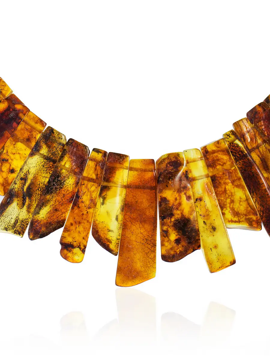 картинка Колье с лечебным эффектом из натурального текстурного янтаря «Помпеи» в онлайн магазине
