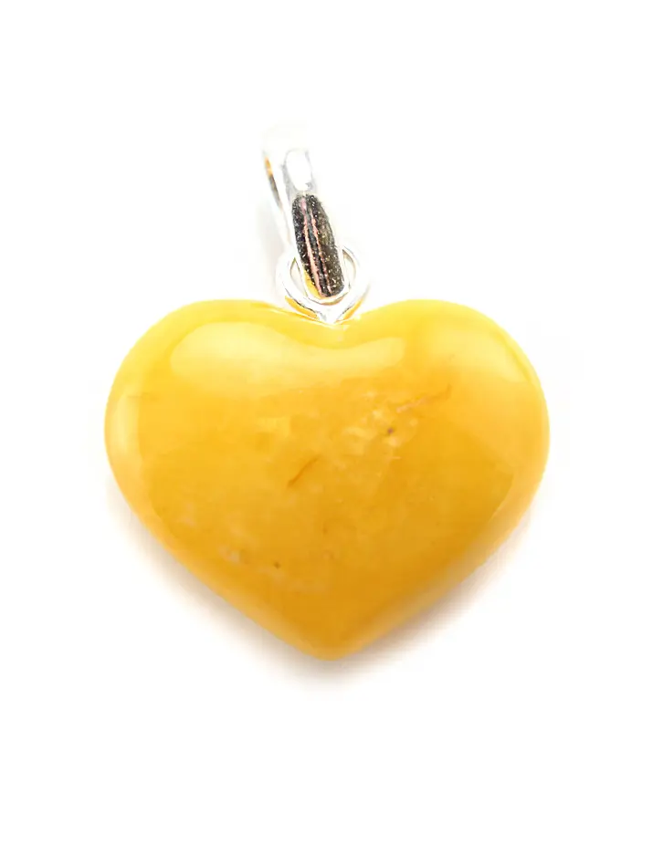 картинка Подвеска-сердце из натурального янтаря красивого медового оттенка в онлайн магазине