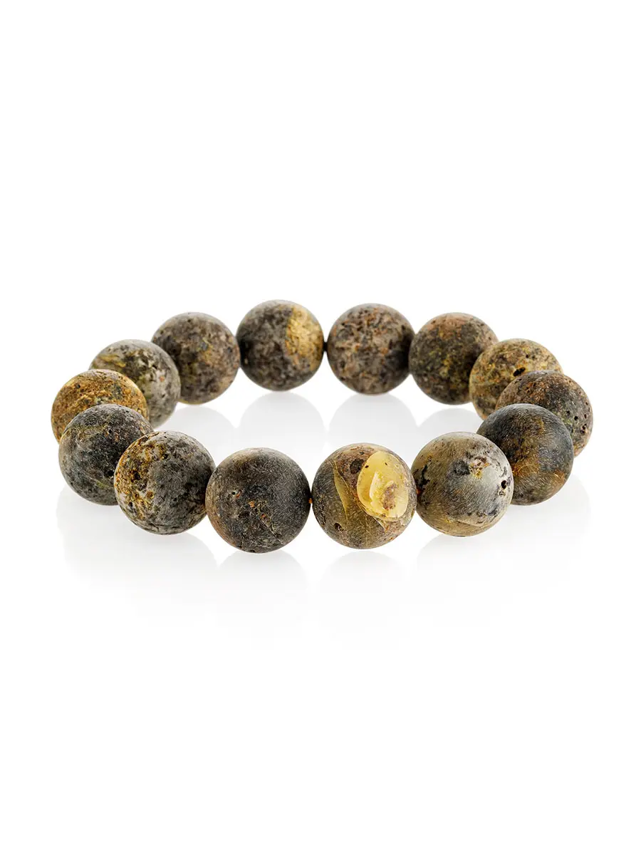 картинка Красивый браслет из янтаря с сатиновой поверхностью «Метеорит» в онлайн магазине