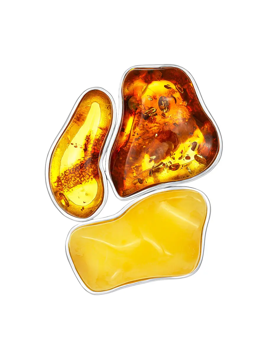 картинка Роскошная брошь с янтарём разных оттенков Bella Terra в онлайн магазине