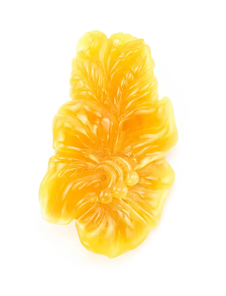 картинка Крупная резьба из натурального темно-медового янтаря «Лилия» в онлайн магазине