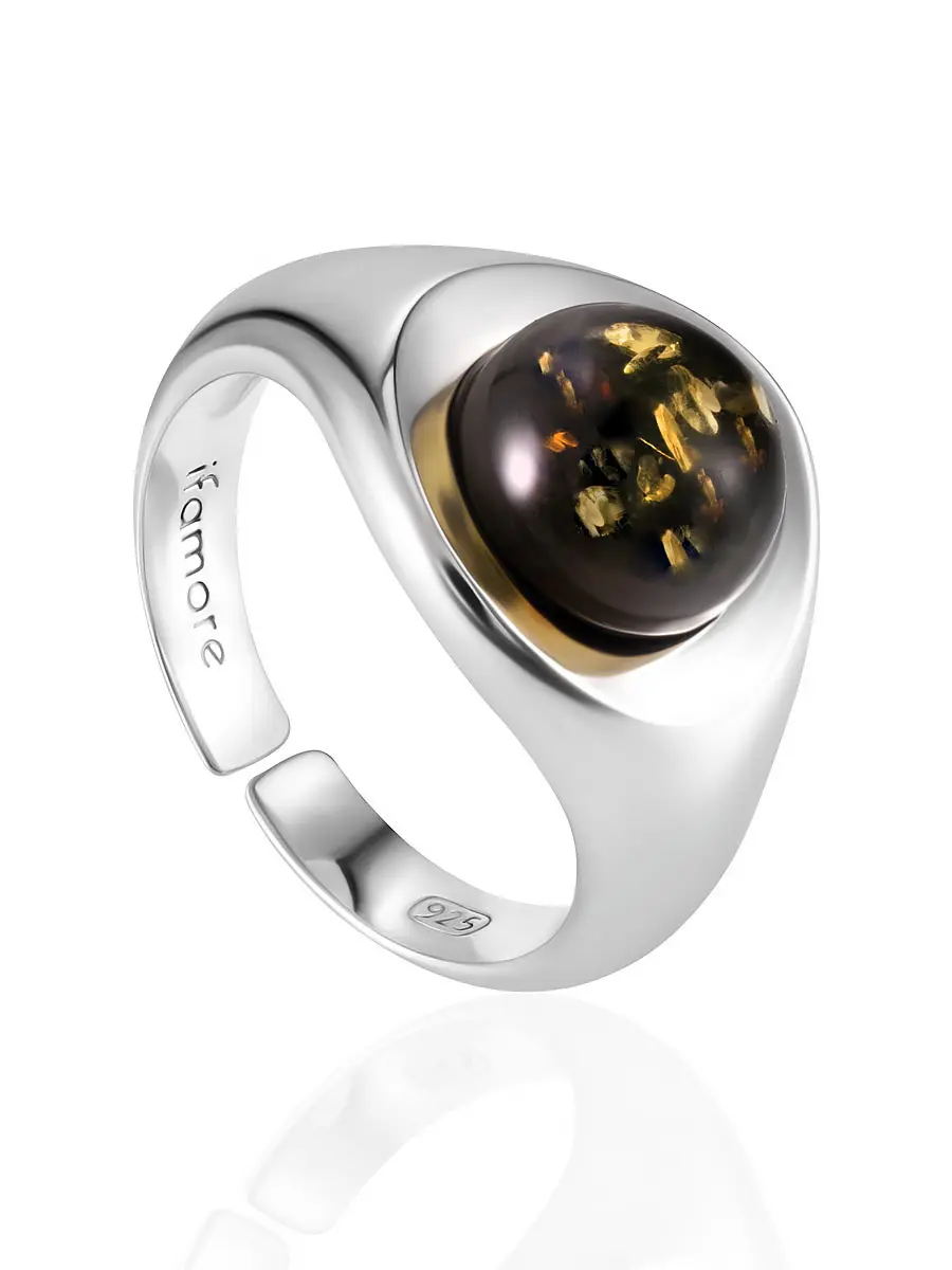 картинка Эффектная печатка Palazzo с зелёным янтарём в онлайн магазине