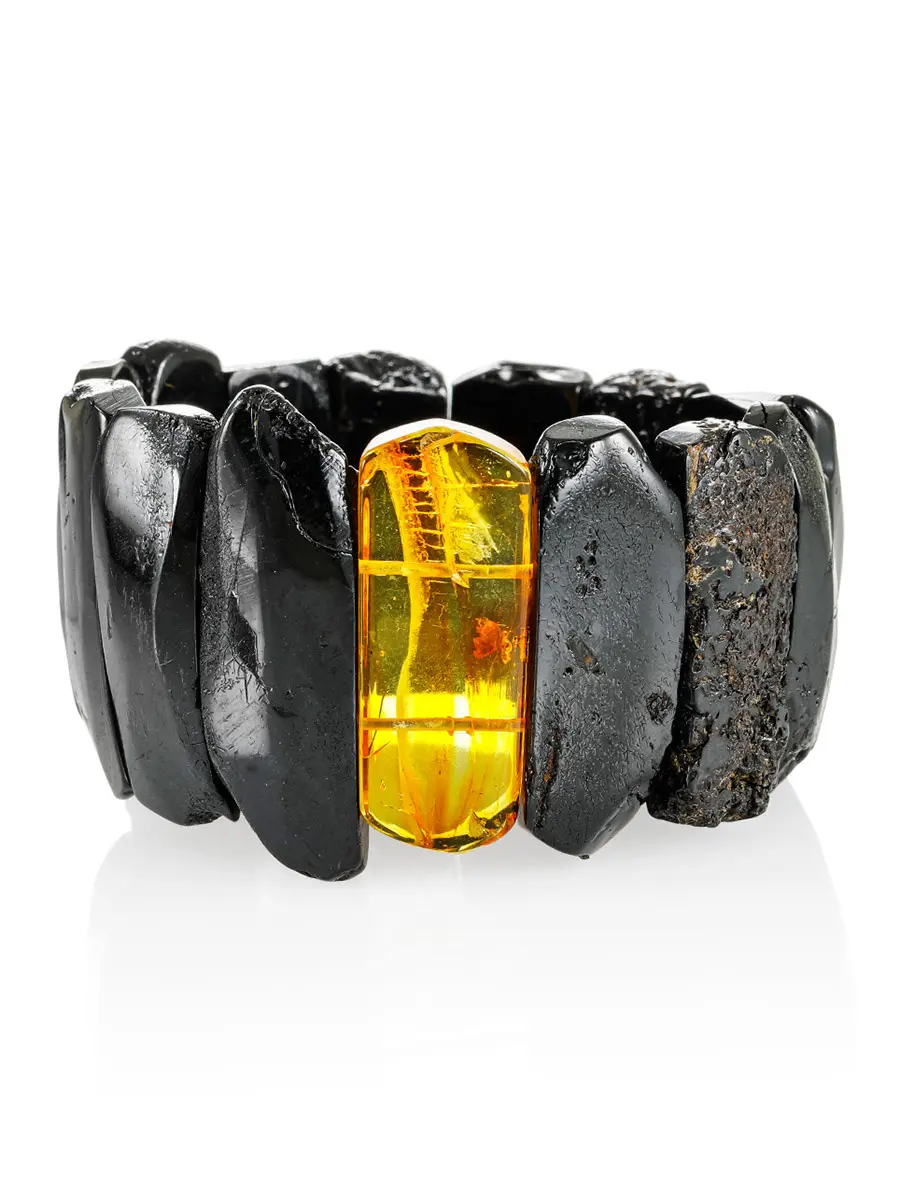 картинка Браслет «Помпеи» из чёрного янтаря с инклюзом в онлайн магазине