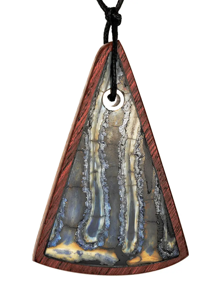 картинка Крупная подвеска из дерева и натурального зуба мамонта в онлайн магазине