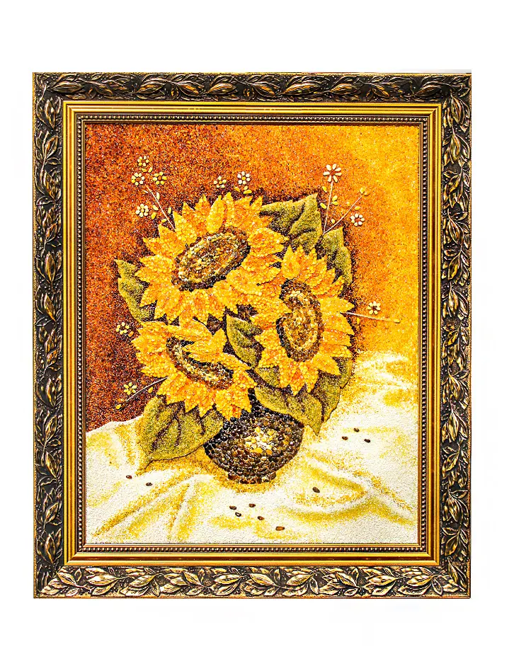 картинка Панно из натурального янтаря «Подсолнухи» в онлайн магазине