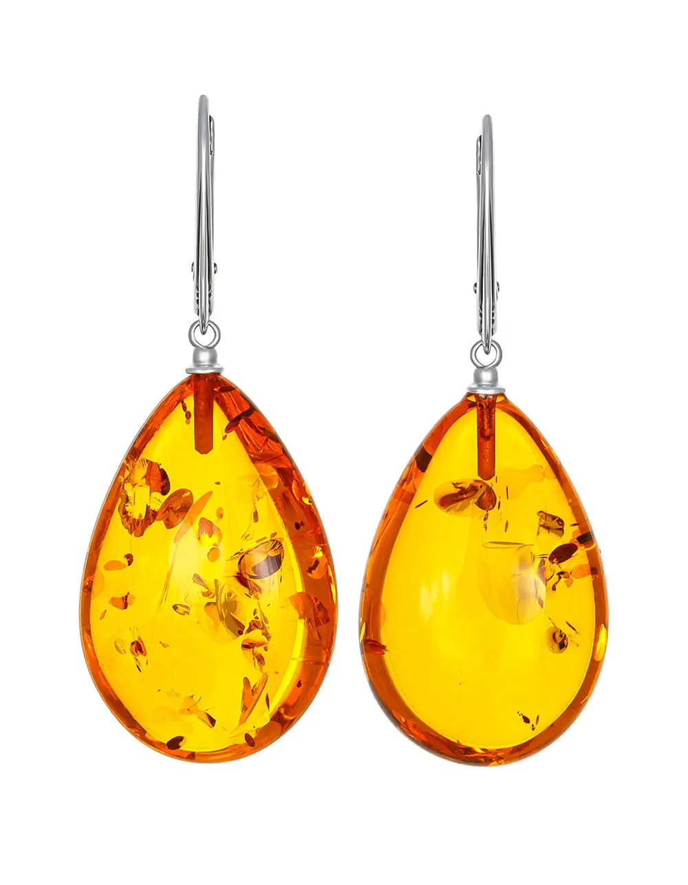 картинка Серьг-капли из натурального янтаря коньячного цвета «Паланга» в онлайн магазине