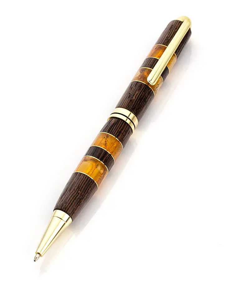 картинка Роскошная шариковая ручка из древесины венге и натурального янтаря в онлайн магазине