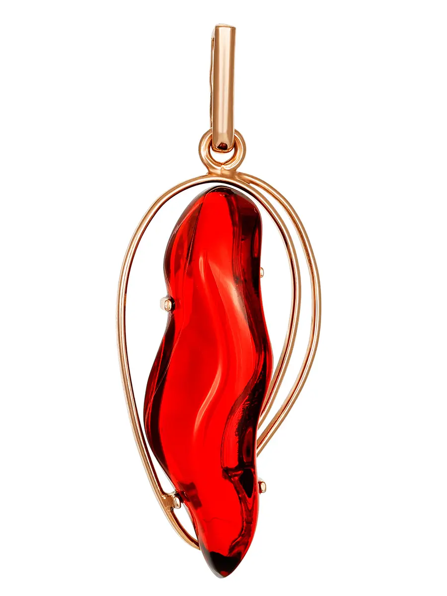 картинка Изысканная подвеска из позолоченного серебра и янтаря красного цвета «Риальто» в онлайн магазине