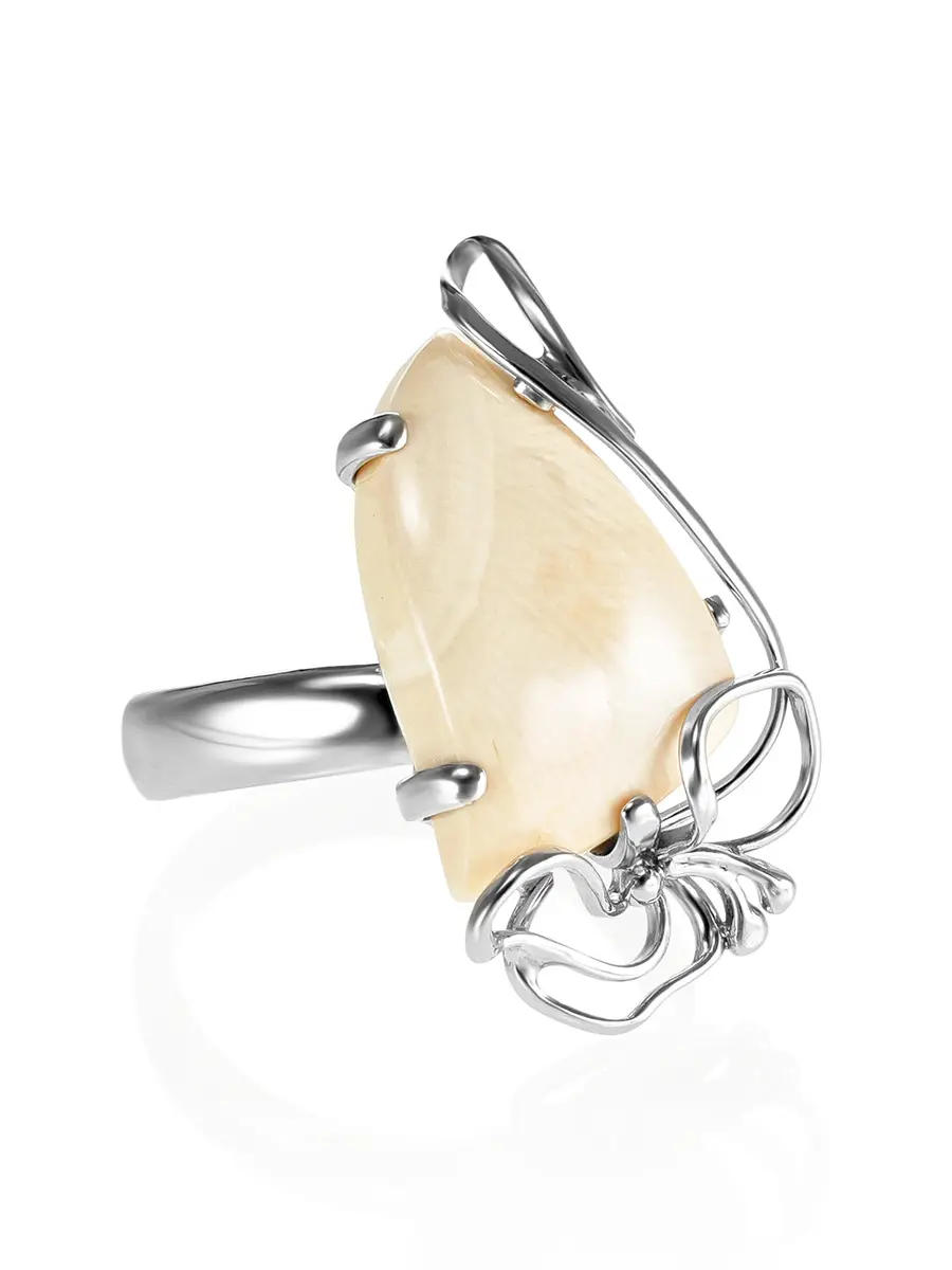 картинка Элегантное серебряное кольцо со вставкой из бивня мамонта «Эра» в онлайн магазине