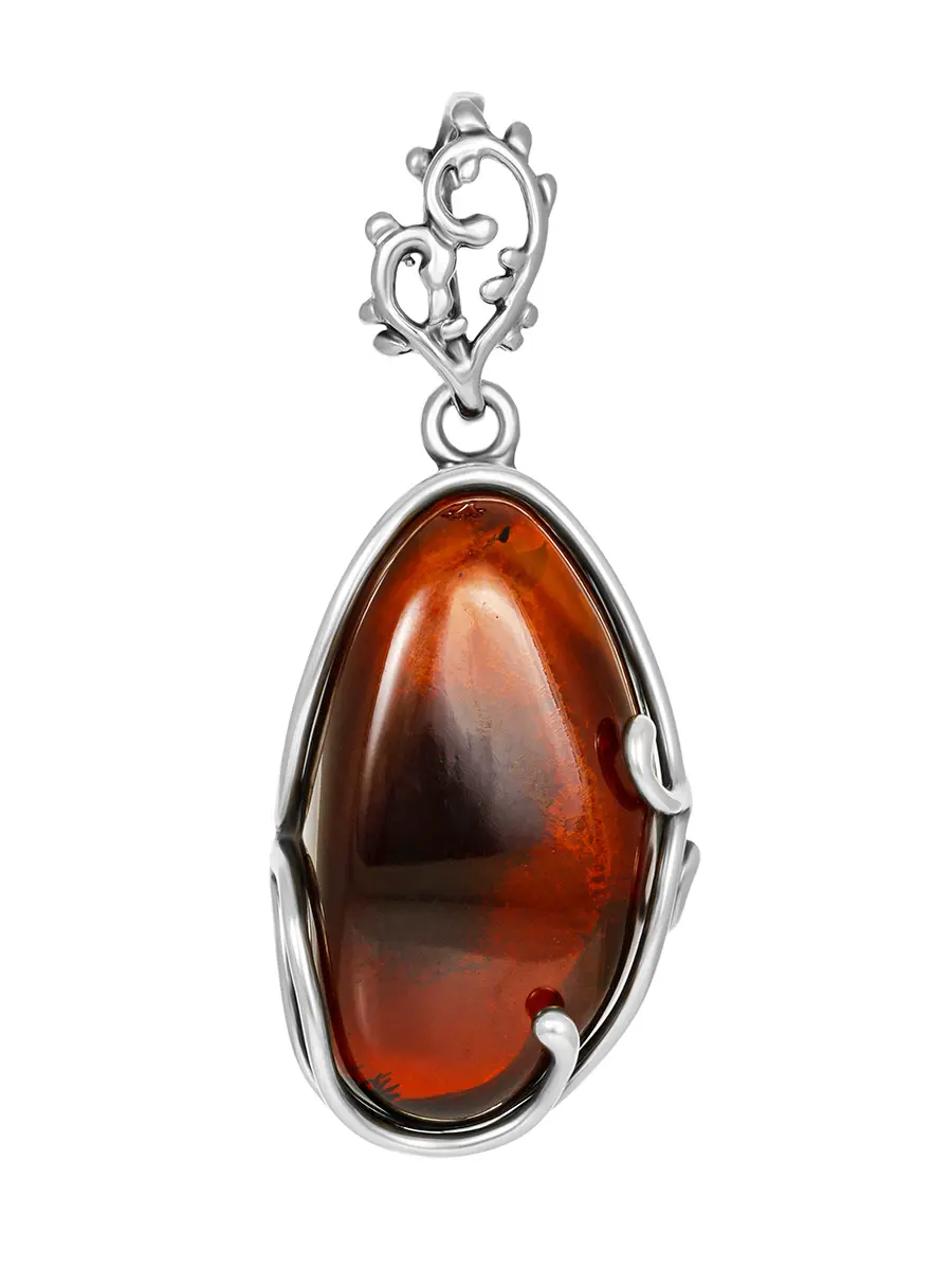 картинка Кулон из натурального вишнёвого янтаря в серебре «Версаль» в онлайн магазине