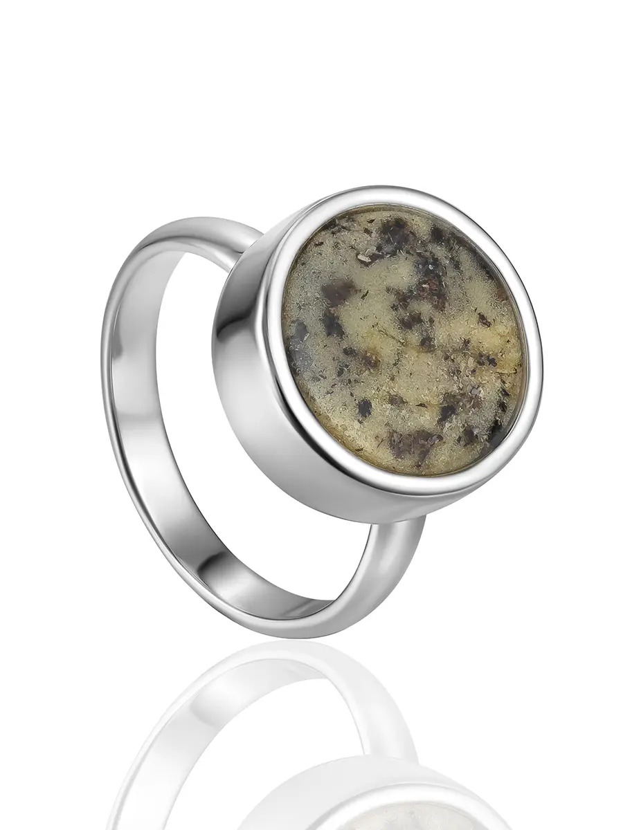 картинка Лаконичное кольцо Palazzo с натуральным текстурным янтарём в онлайн магазине