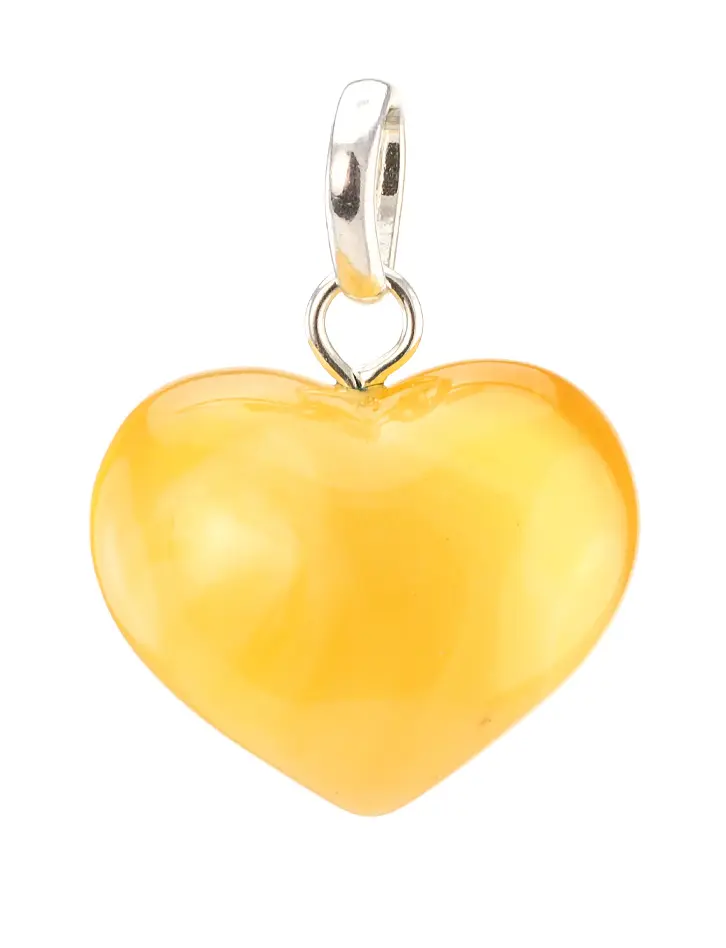 картинка Подвеска «Сердце» из натурального светло-медового янтаря с живописной текстурой в онлайн магазине