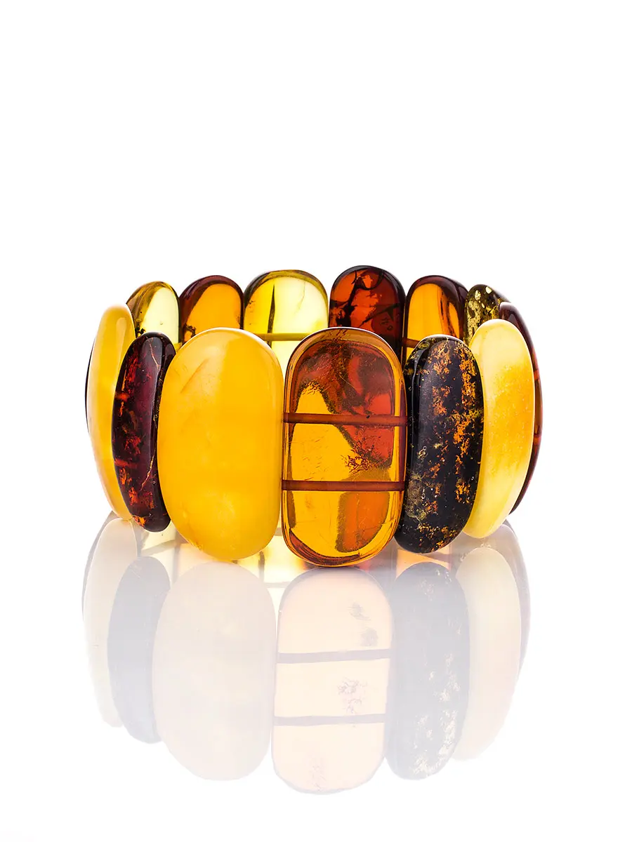 картинка Яркий эффектный браслет из натурального янтаря разных оттенков в онлайн магазине