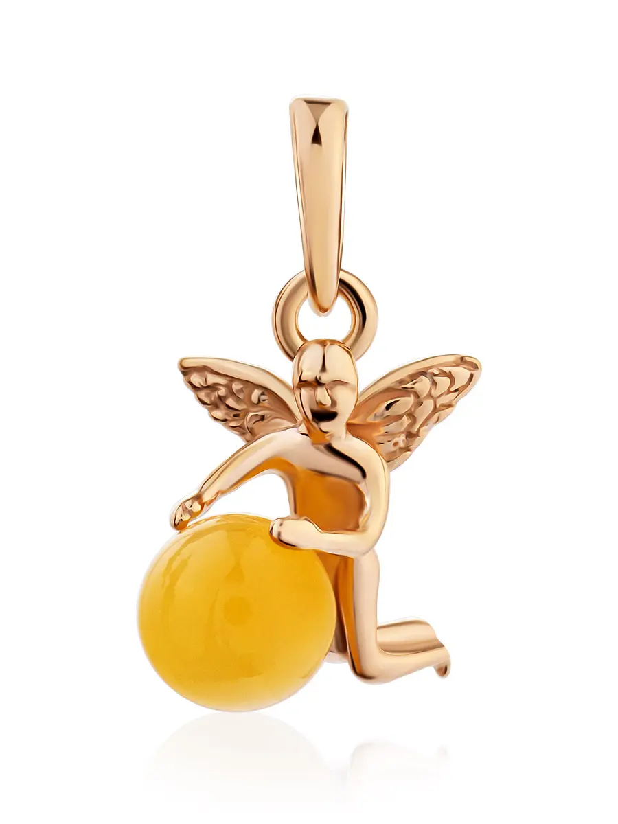 картинка Лёгкая подвеска «Ангелок» с медовым янтарём в онлайн магазине