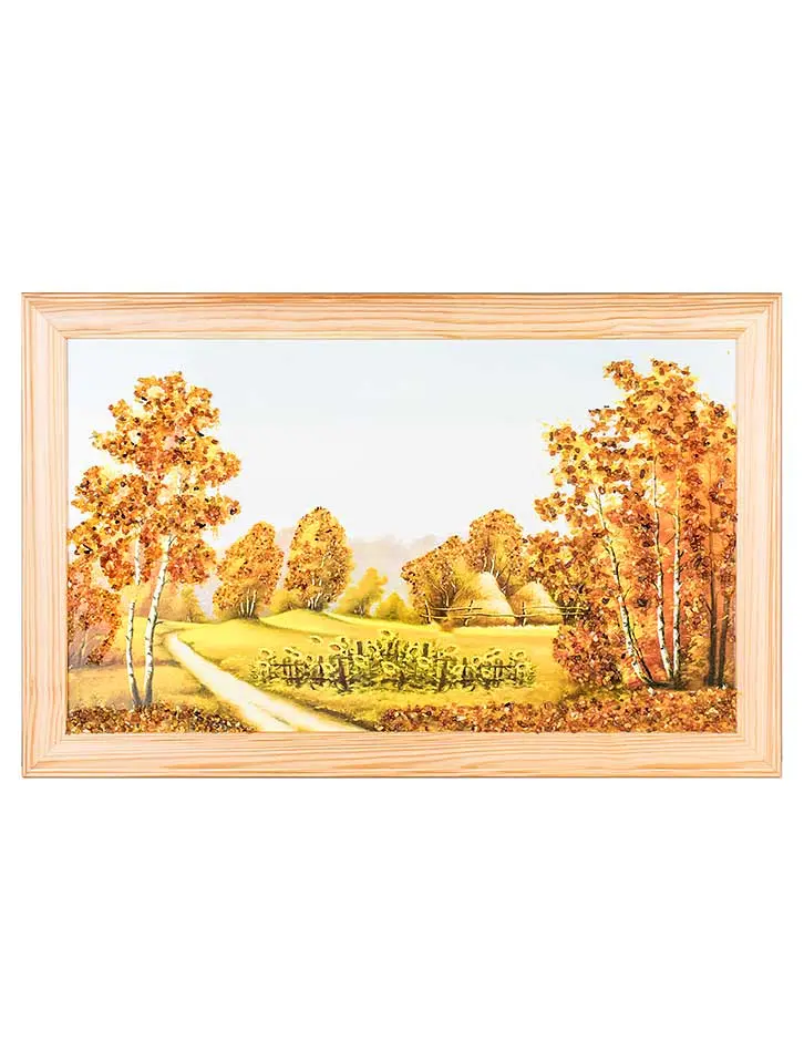 картинка Тёплая солнечная картина, украшенная россыпью янтаря «Подсолнухи» 33 (В) х 52 (Ш) в онлайн магазине