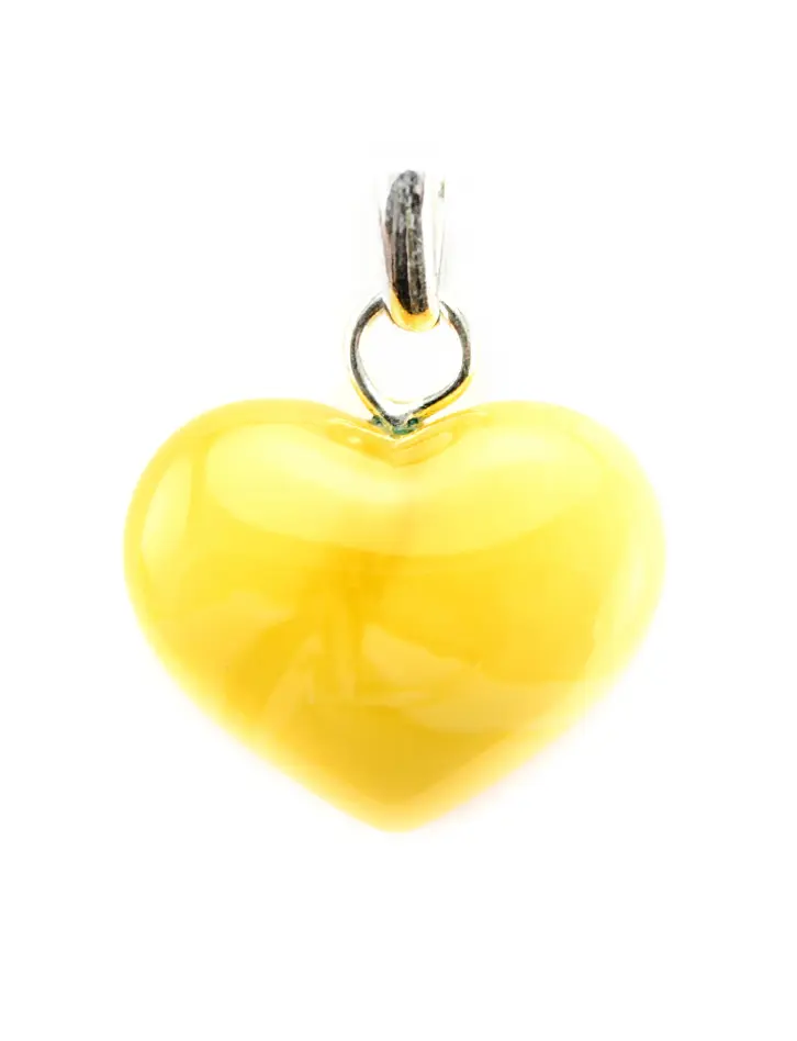 картинка Кулон-сердце из натурального янтаря медового цвета в онлайн магазине