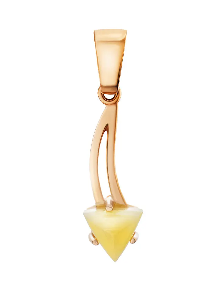 картинка Золотой кулон «Астер» с натуральным янтарём медового цвета в онлайн магазине