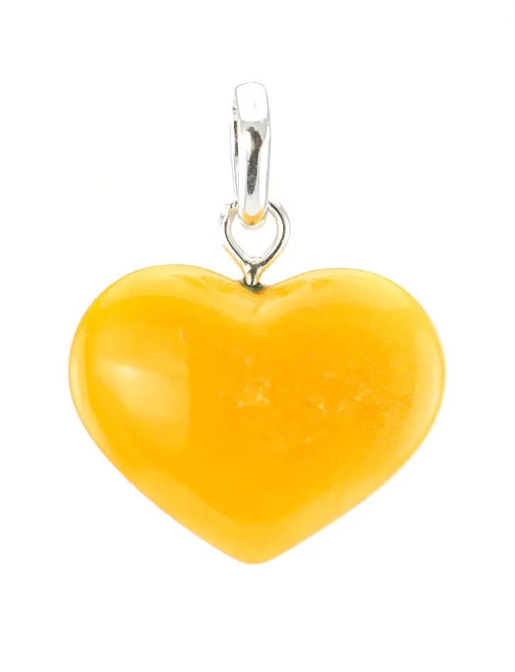 картинка Крупный кулон в форме сердца из цельного натурального медового янтаря с эффектом старения в онлайн магазине